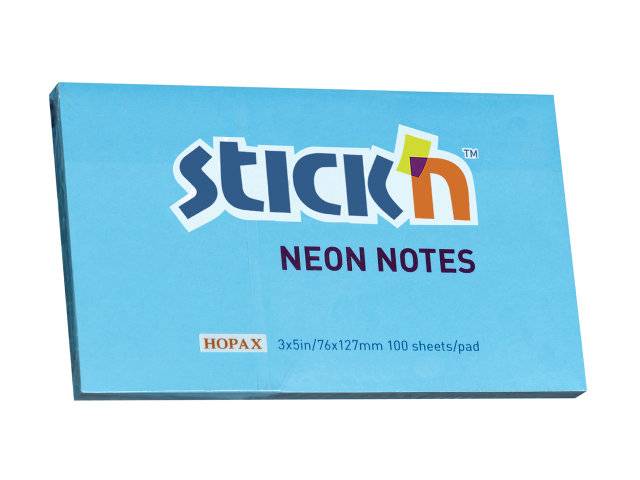 Stick'N notes selvklæbende 76x127mm neon blå