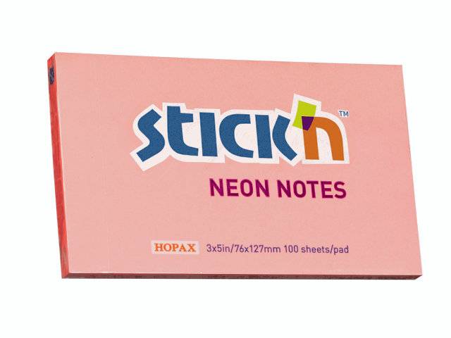 Stick'N notes selvklæbende 76x127mm neon rosa