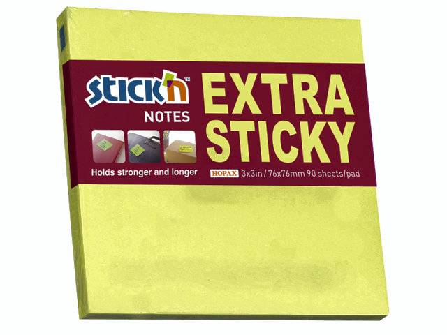 Stick'N notes Extra Sticky 76x76mm neon gul