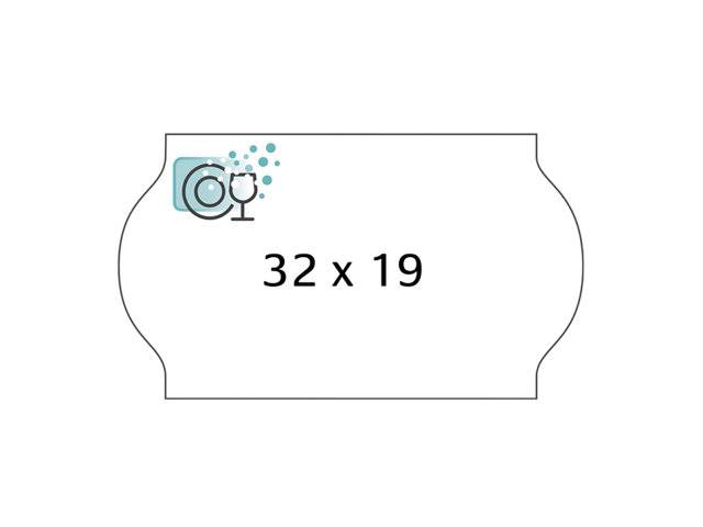 Meto etiket 32x19mm med vandopløselig lim hvid, 1000 stk
