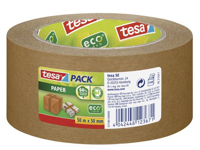 Tesa pakketape papir Strong ecologo 57180 50mmx50m brun