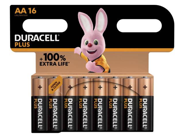 Duracell Plus Power AA alkaline batterier, pakke med 16 stk