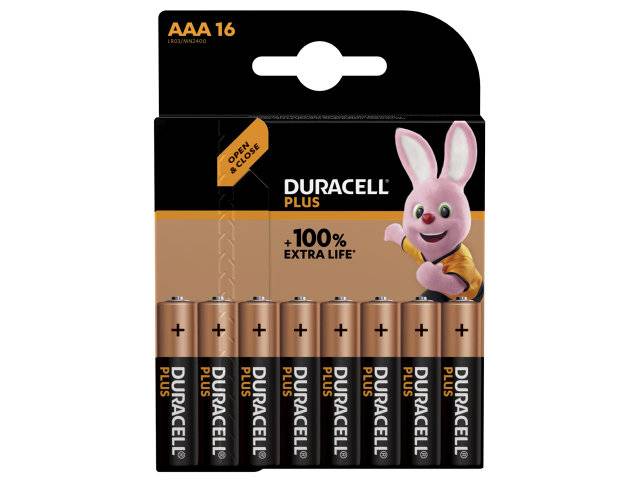 Duracell Plus Power AAA alkaline batteri, pakke a 16 stk