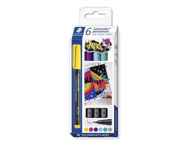 Lumocolor 318 C6 permanent OHP-pen, pakke med 6 farver