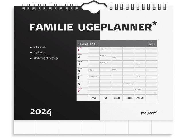 Mayland 2024 Familie kalender ugeplan 29,7x23,5cm 24061000