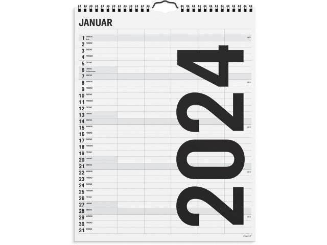Mayland 2024 Familiekalender Black & White 5 kolonner 24066550