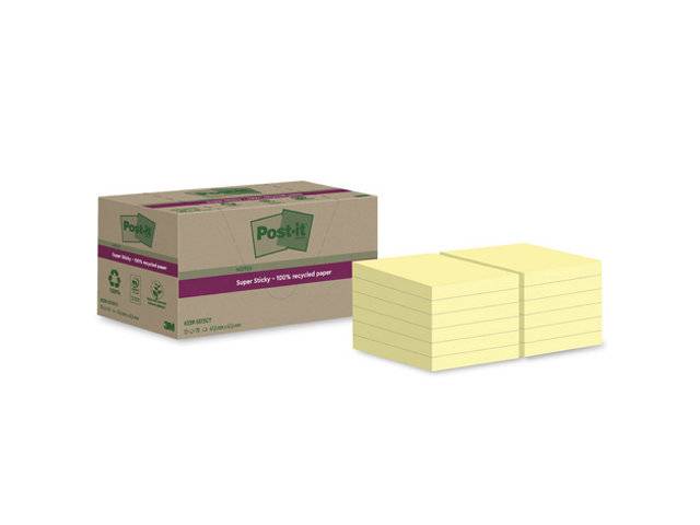 Post-it Super Sticky Recycle 47,6x47,6mm canarygul