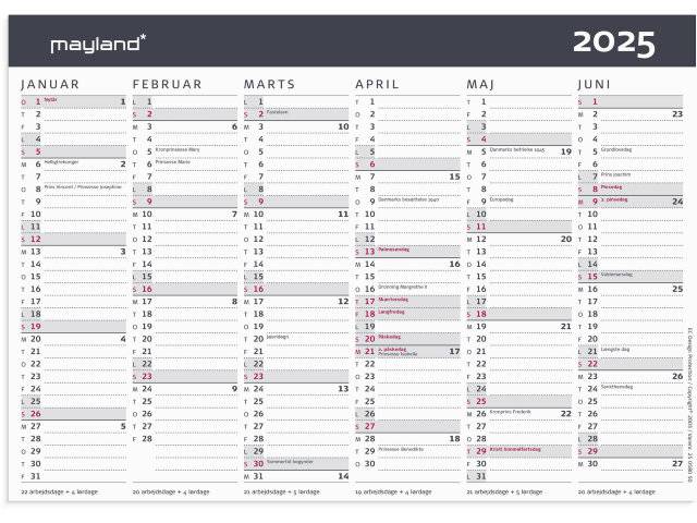 Mayland 2025 kontorkalender A5 Moderne 21x15cm 25058050