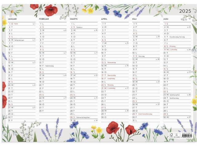 Mayland 2025 vægkalender Blomster A3 25059610