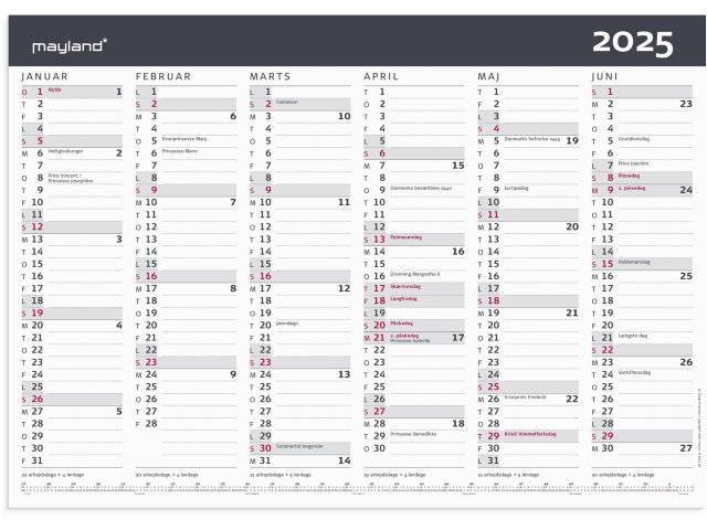 Mayland 2025 kontorkalender A3 Moderne 42x29,7cm 25063100