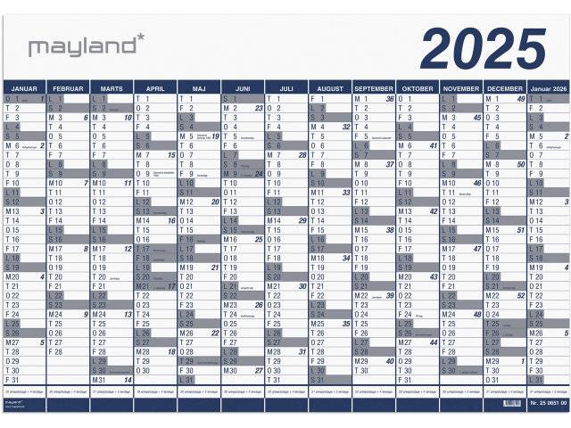 Mayland 2025 Kæmpekalender 13 måneder PP 100x70cm 25065100