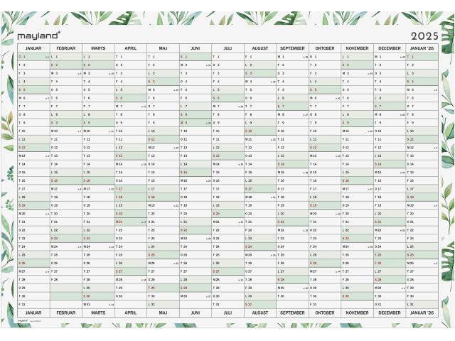 Mayland 2025 whiteboard vægkalender 13 måneder 25065600