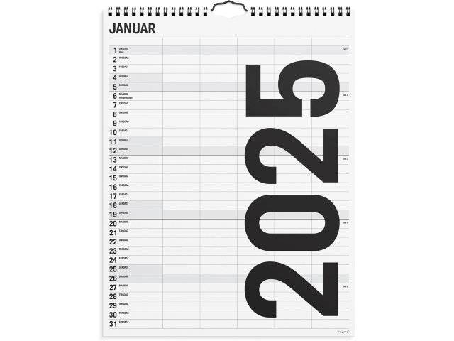 Mayland 2025 familiekalender Black & White 5 kolonner 25066550