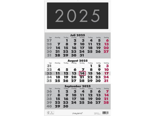 Mayland 2025 vægkalender Triplanner 28,5x50cm 25066640