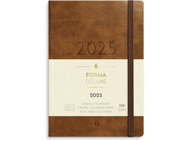 Mayland 2025 ugekalender Forma Deluxe A6 brun kunstskind 25201410