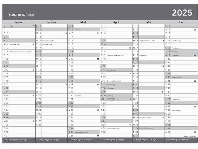 Mayland 2025 Kontorkalender Basic A4 29,7x21cm 25268000