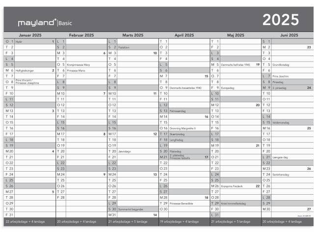 Mayland 2025 Kontorkalender Basic A3 42x29,7cm 25268500