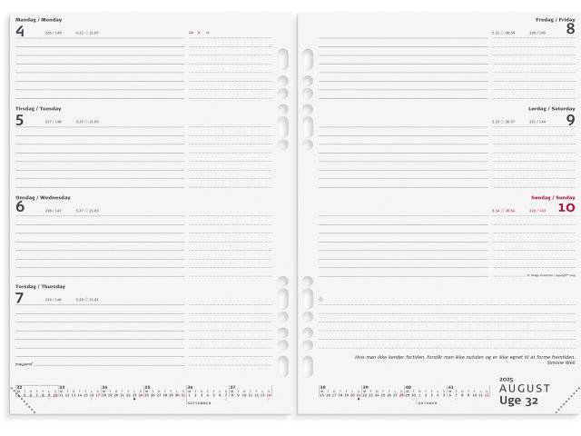 Mayland 2025 System ugekalender A5 REFILL 15x21cm 25295100