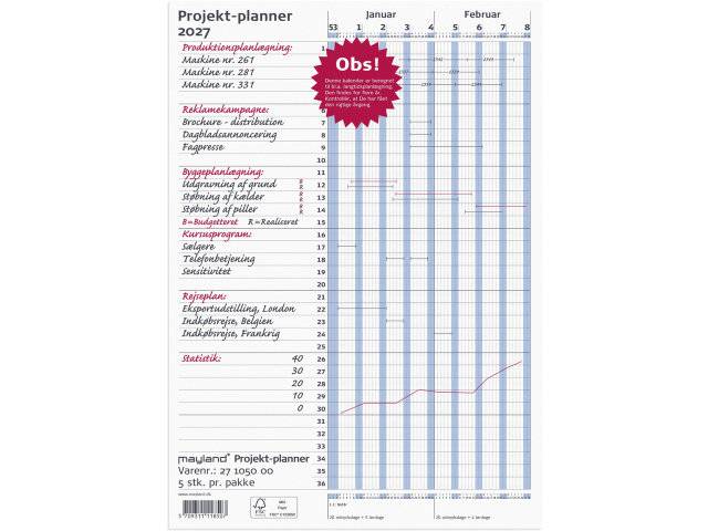 Mayland 2027 Projektplanner A4 80x29,7cm blå 27105000