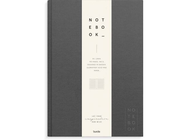 Mayland notebook Textile A4 linieret mørk grå