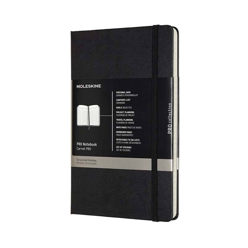 Moleskine notesbog Pro hard linieret XL 19x25cm sort
