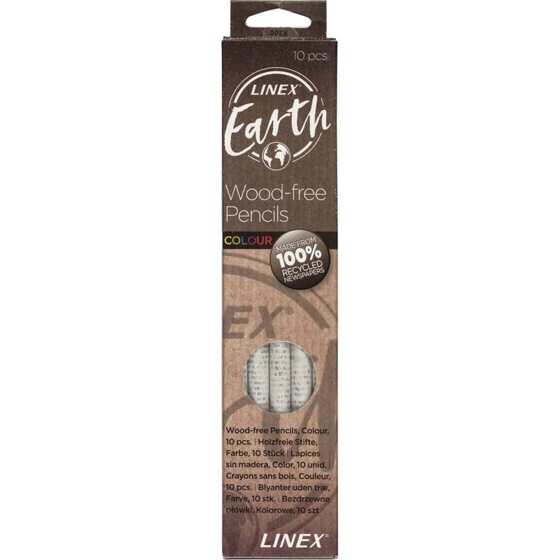 Linex Earth farveblyanter af 100% genanvendte aviser, 10 stk