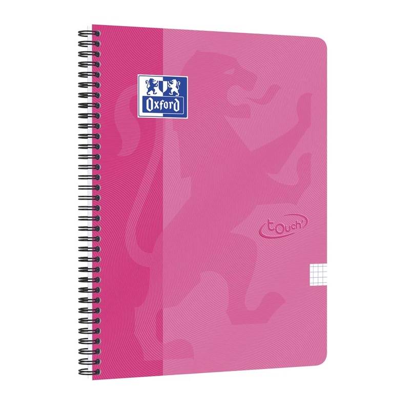 Oxford Touch notesbog A4+ kvadreret pink