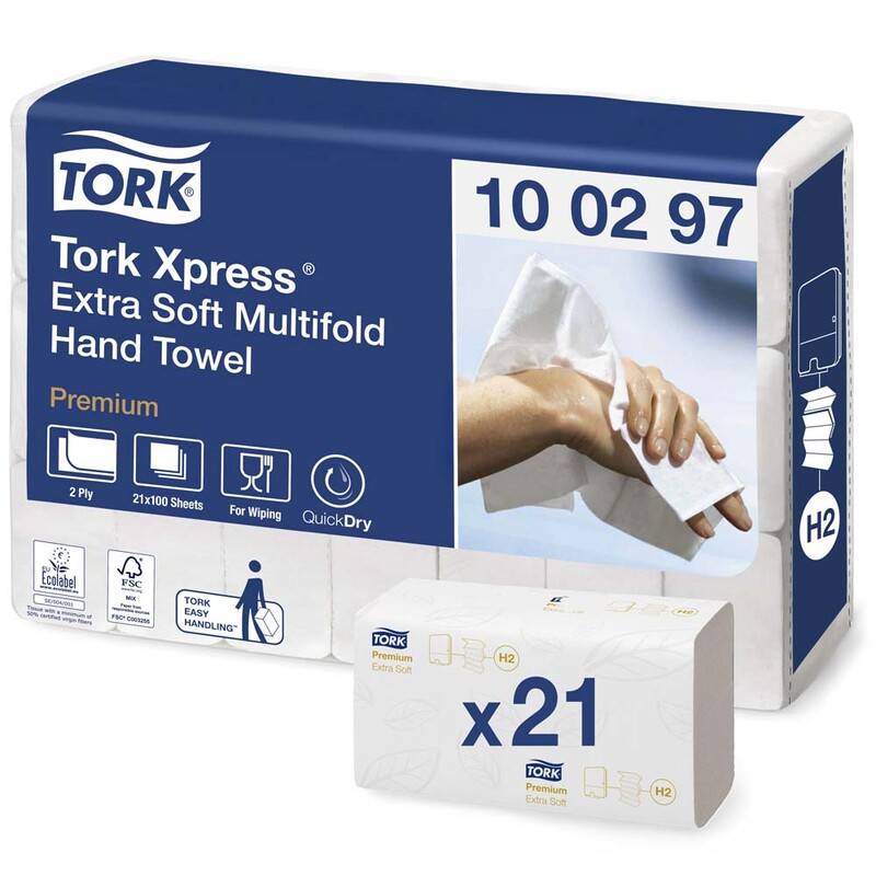 Tork Xpress H2 Premium Papirh&aring;ndkl&aelig;de Extra Soft 100297 2-lag 2100ark