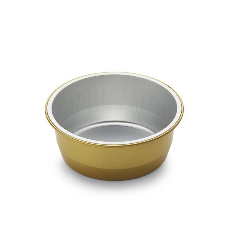 Foliebakke i aluminium rund 295ml Ø111 x 43mm guld