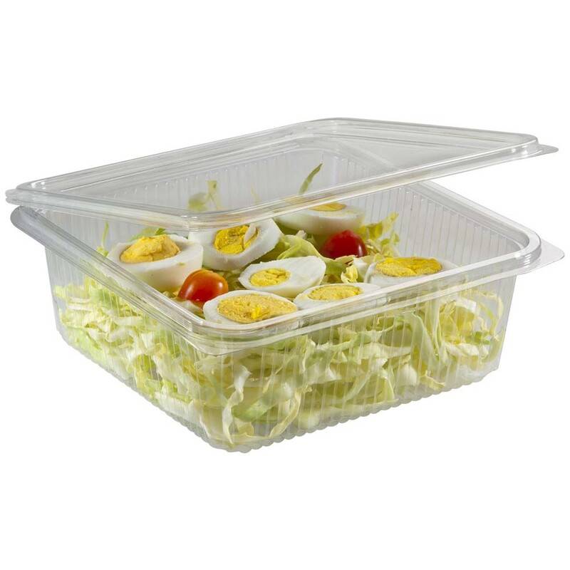 Plastbakke m/hængslet låg PET 182x142x55mm 750g 400stk/ka
