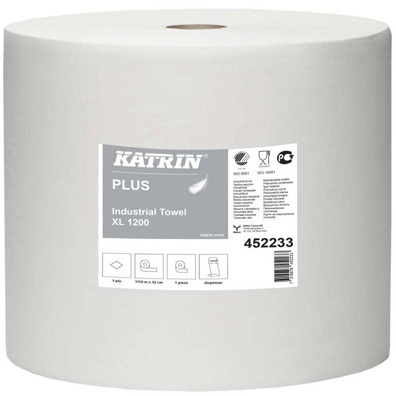 Katrin aftørringspapir Plus XL 32cmx1110m 45223 Hvid