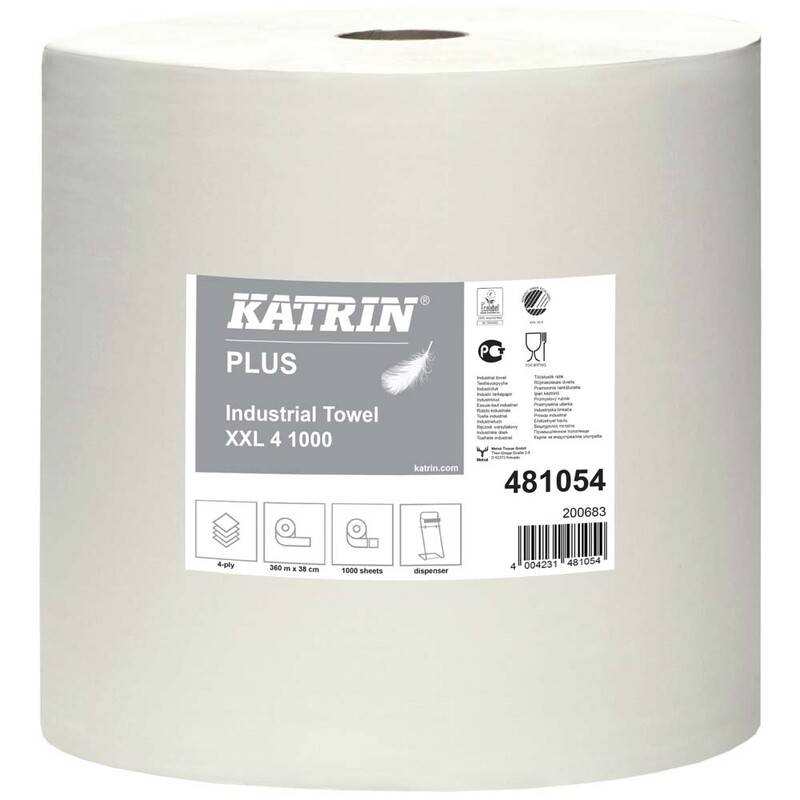 Katrin aftørringspapir Plu XXL 4 1000 38cmx360m 481054 hvid