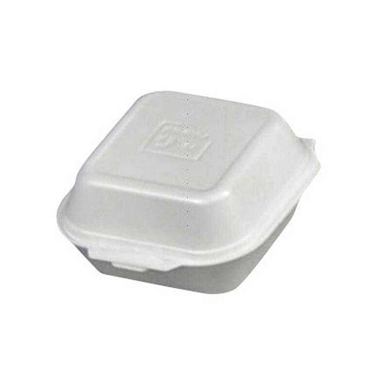 Burgeræske skum lille m/låg 120x120x74mm 500Sstk