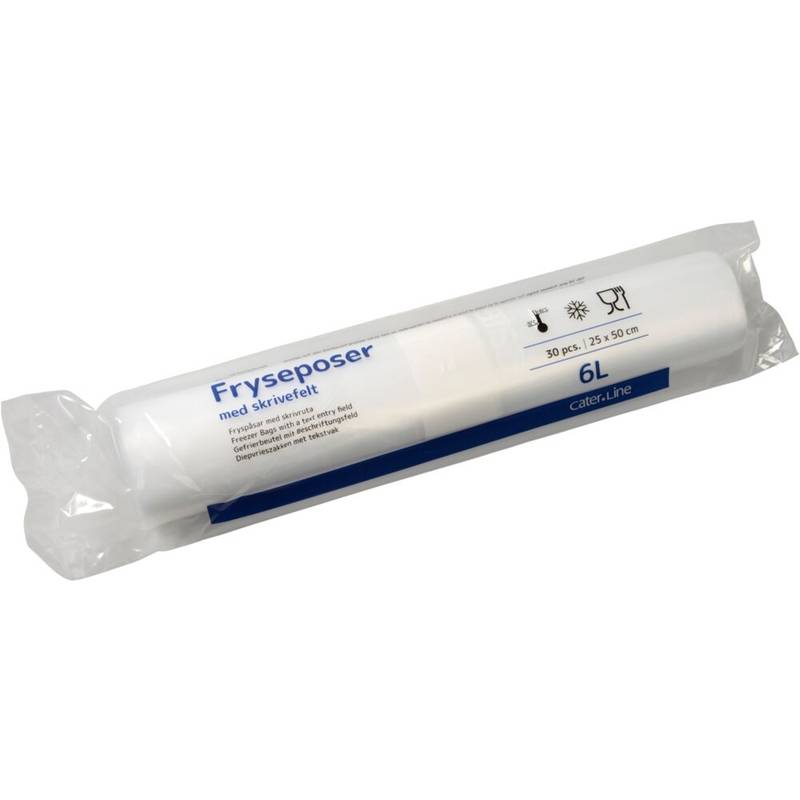 Fryseposer LDPE 6l 25x50cm m/skrivefelt 30ps/rl
