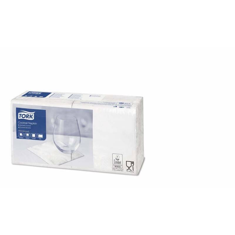 Tork cocktailservietter 2-lags 24x24cm 477534 hvid, 200 stk