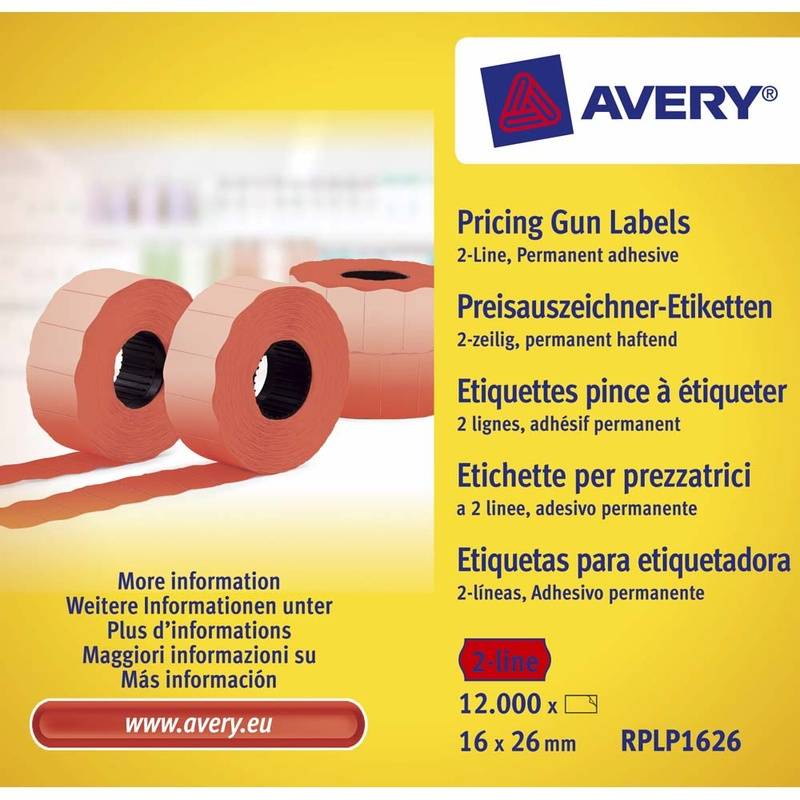 Avery prisetiketter 26x16mm 2 linjer PL2/18 permanent rød