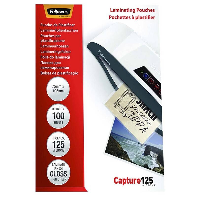 Fellowes lamineringslommer 75x105mm 125mic blank