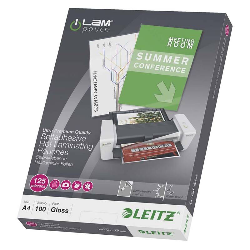 Leitz lamineringslommer A4 125mic selvklæbende bagside