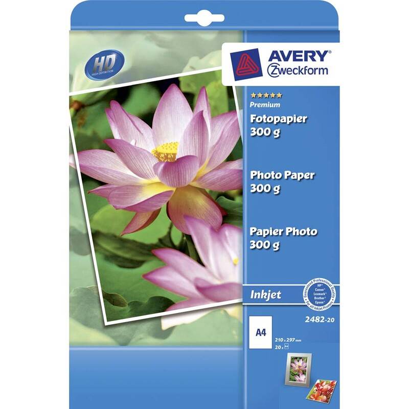 Avery inkjet fotopapir 2482-20 Premium plus A4 300g glossy, 15 ark