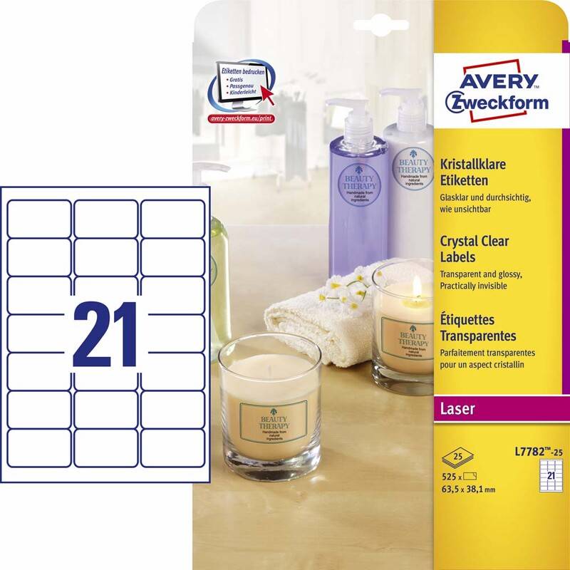 Avery L7782-25 etiketter transparente 63,5 x 38,1mm