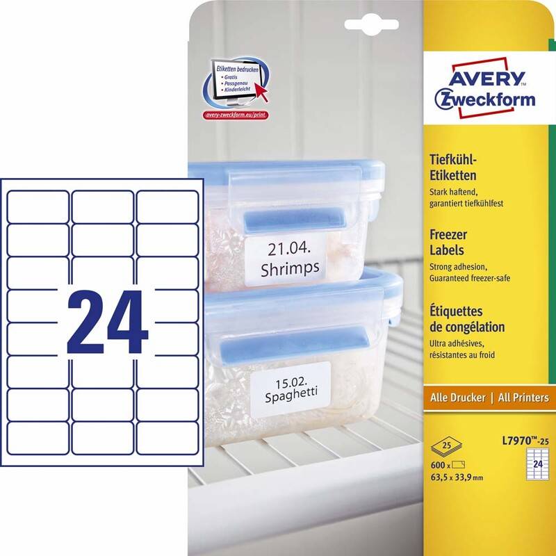 Avery fryselabel L7970-25, 63,5x33,9mm 
