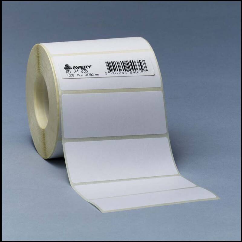 Avery etiket i rulle 36x75mm 24034, 1000 stk