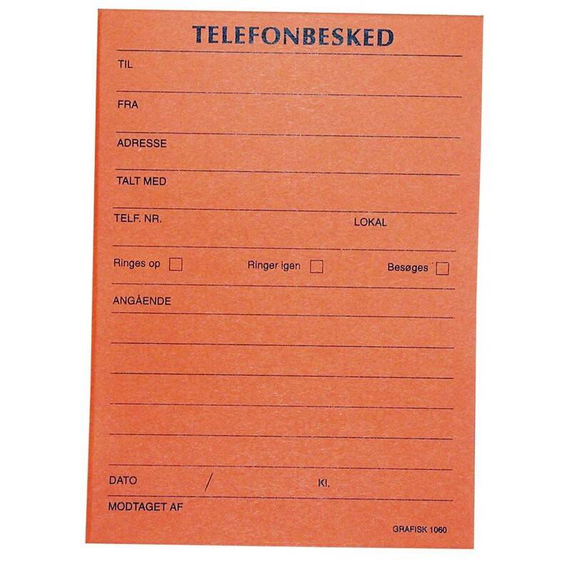 Telefonbesked grafisk orange 10,5x14,8cm 1060 100 blade
