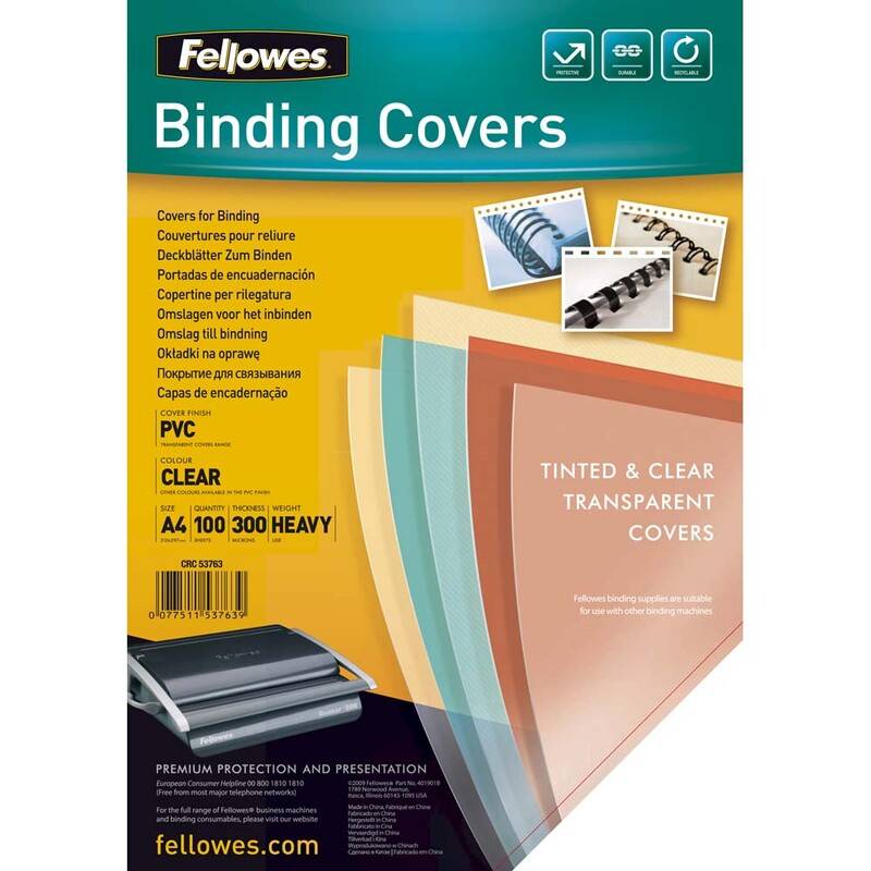 Fellowes plastforside 300mic A4 PVC klar