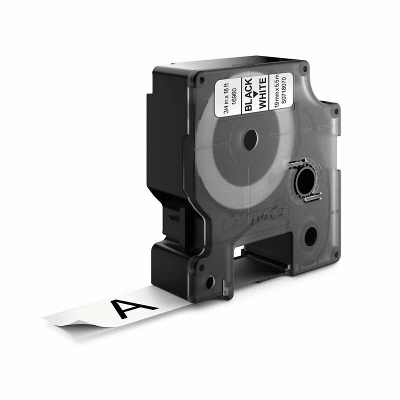 Dymo 16960 D1 Permanent Polyester 19mm sort på hvid