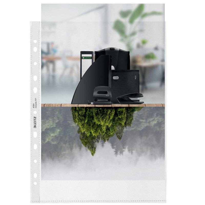 Leitz Recycle plastlomme A4 &aring;ben top 100my klar, 100 stk