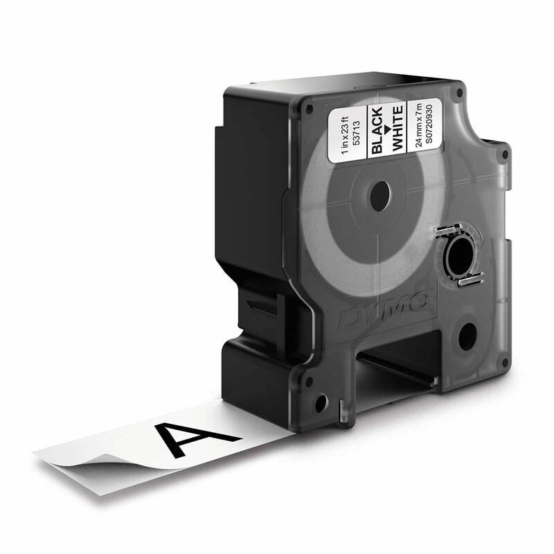 Dymo labeltape D1 24mm 53713 S0720930 sort på hvid