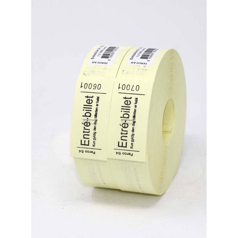 Entrebillet gul nr.54 30x63mm 1000 stk gul