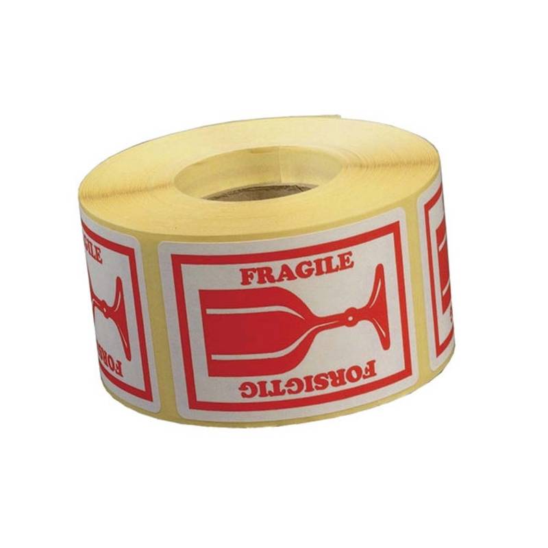 Etiket med tekst "Forsigtig/ Fragile" 45x65mm, 1000 stk