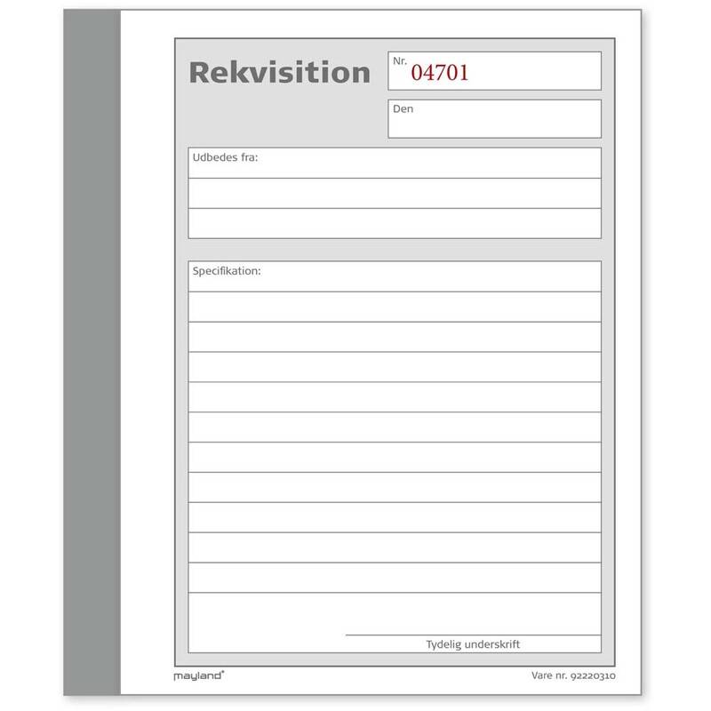 Rekvisitionsbog med kopi 2x50 blade 108x150mm